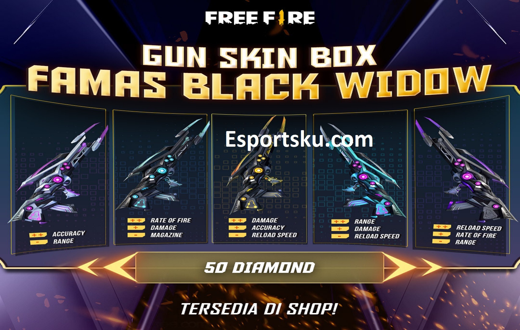 Cara Mendapatkan Skin Famas Black Widow Free Fire Ff Esportsku