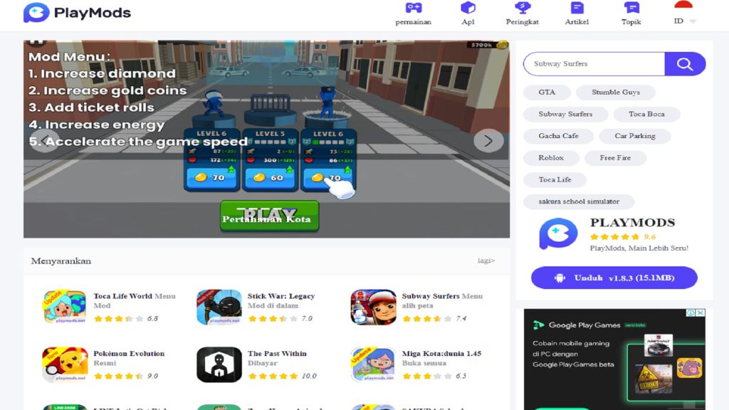 Play Mods Apk, Download Game dan Aplikasi Mods Gratis!