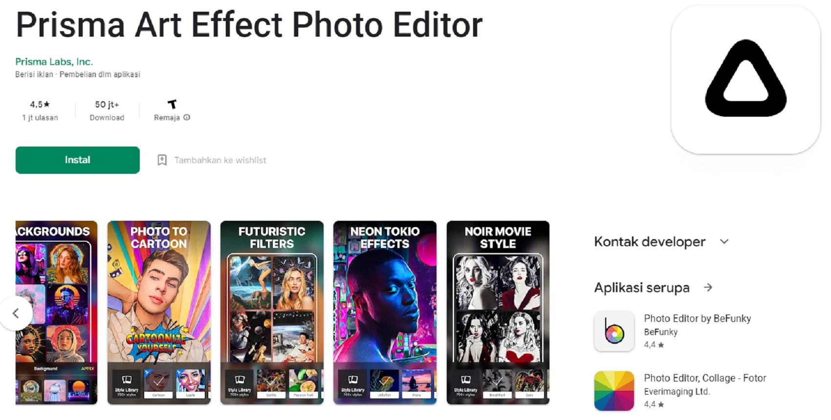 Prisma Art Effect Photo Editor, Bikin Wajah 2 Dimensi!