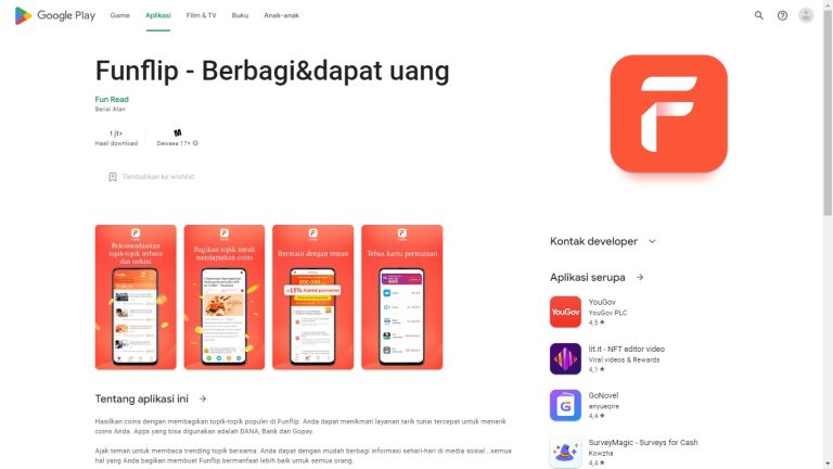 Funflip Aplikasi Penghasil Uang, Terbukti Membayar?