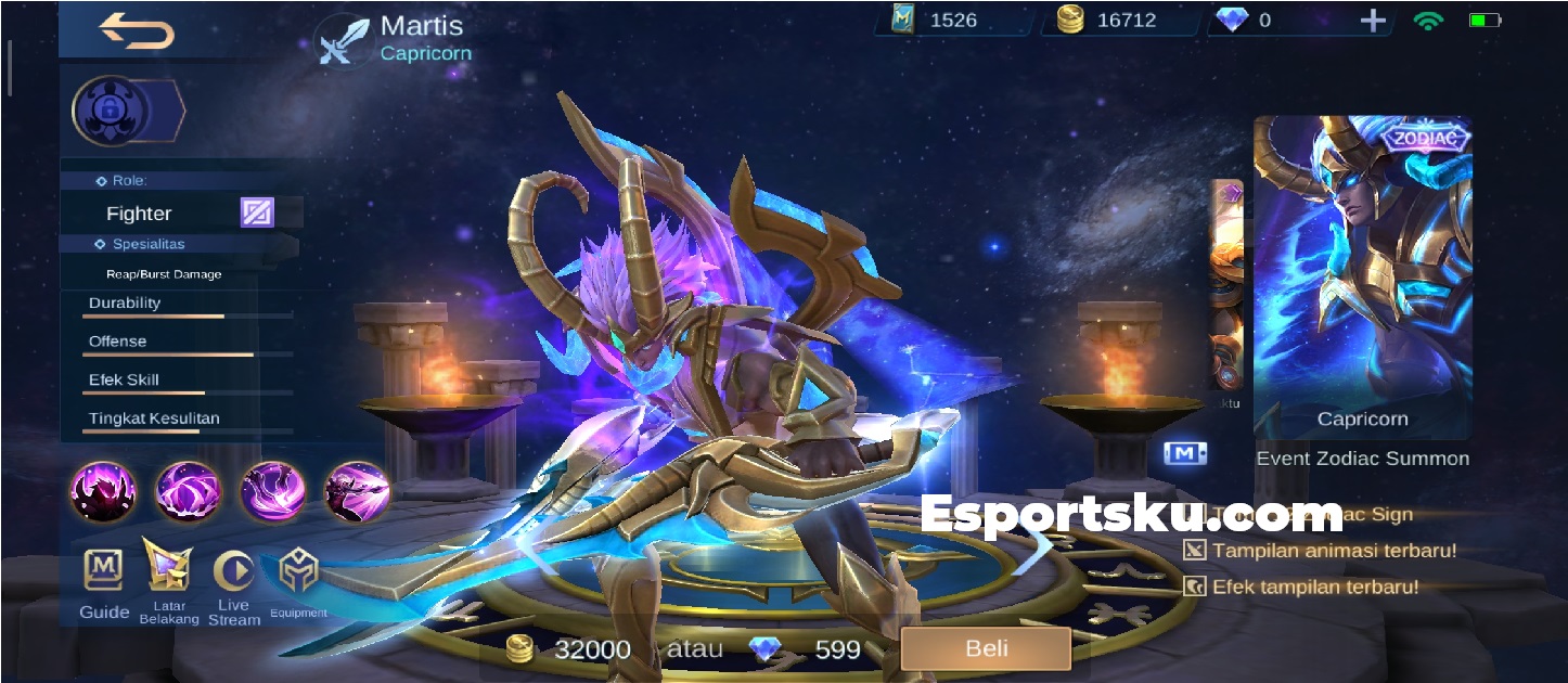 Harga Skin Zodiac Martis Capricorn Mobile Legends