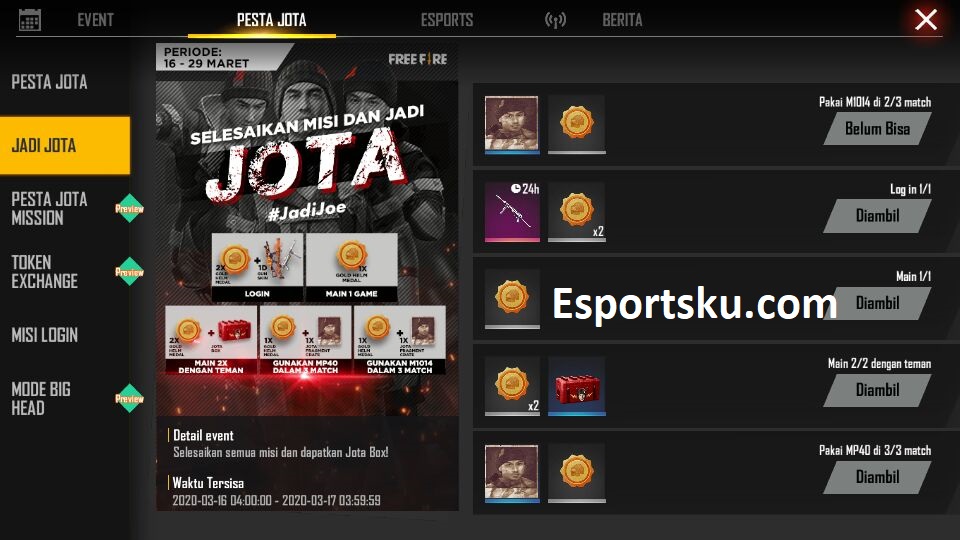 Gratis Spin FF Karakter Jota Free Fire, Tips Cepat ...