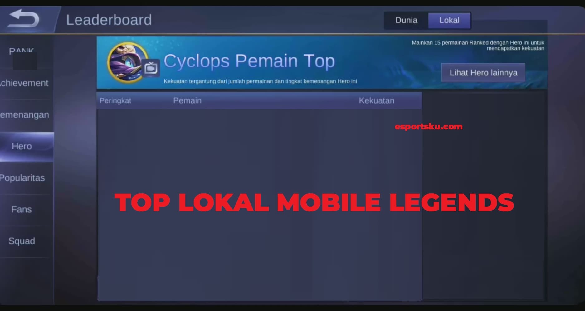 Apa Itu Top Lokal Hero Mobile Legends? Pemain ML Wajib Tau!