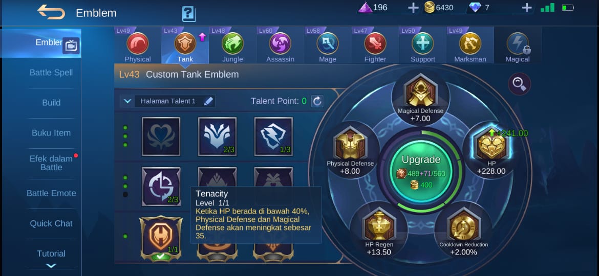 Mejor configuración de emblema de Atlas Mobile Legends (ML)