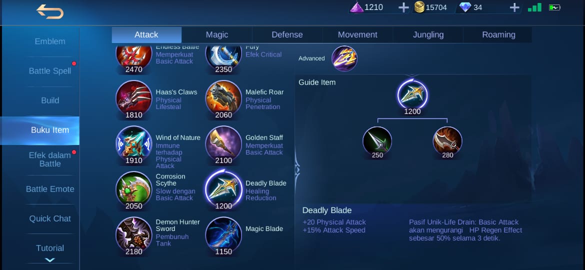 Easy Hero Counter Item Deadly Blade Mobile Legends (ML)