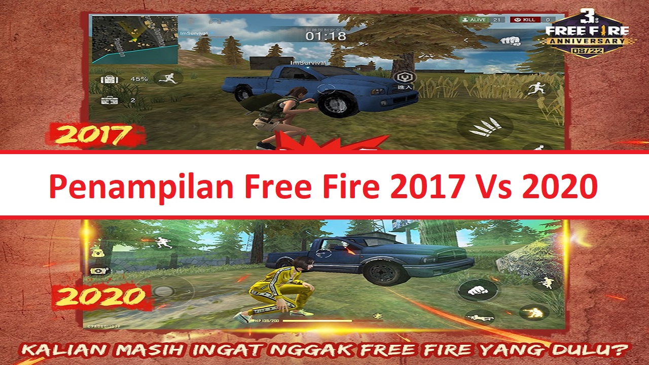 Evolusi Game Free Fire FF Tahun 2017 Vs 2020 Esportsku