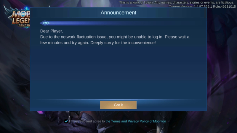 Mobile Legends Error 999994 - Mobile Legends Server Down - ML