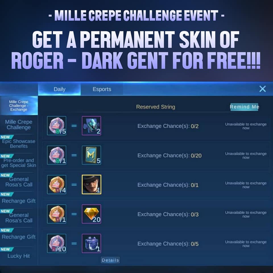 Event Terbaru Mille Crepe Challenge Mobile Legends (ML)
