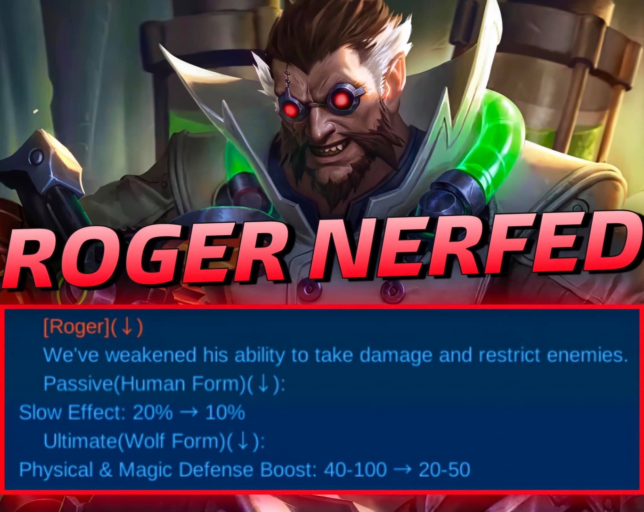 Roger Kena Nerf Update Terbaru Mobile Legends ML Esportsku