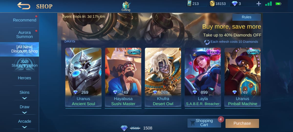 Tienda de descuento para Mobile Legends, Heroes y Skins ML baratos!