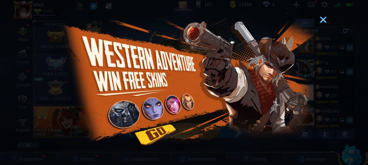 Cara Mendapatkan Skin Gratis di Event Western Adventure Mobile Legends (ML)  – Esportsku