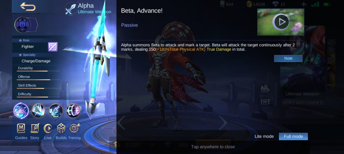 Complete explanation of the Skill Hero Alpha Mobile Legends (ML)