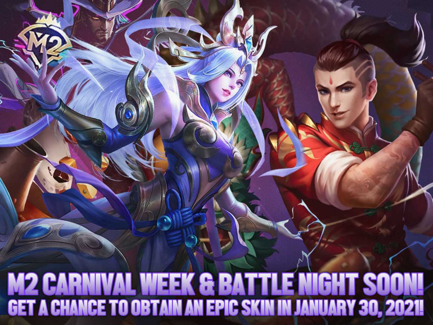 El evento M2 Carnival Week y Battle Night ofrece máscaras épicas gratuitas para Mobile Legends