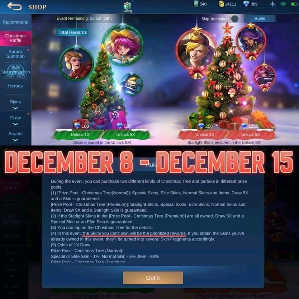 Fecha de lanzamiento y premios para el evento de rifa de Navidad Mobile Legends (ML)