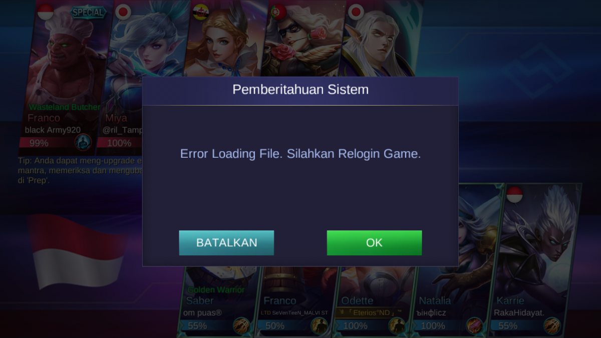 Error Loading File Mobile Legends (ML)?  This is the solution