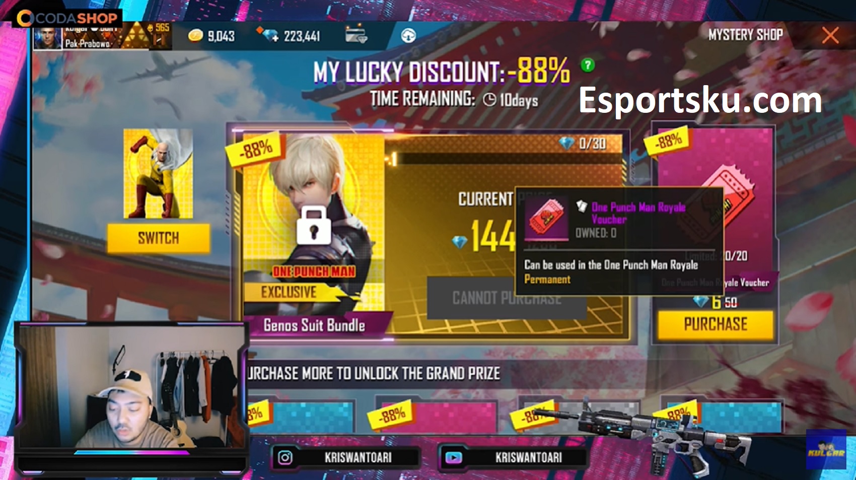 Cara Mendapatkan Ticket Royale FF Spesial Free Fire x One Punch Man