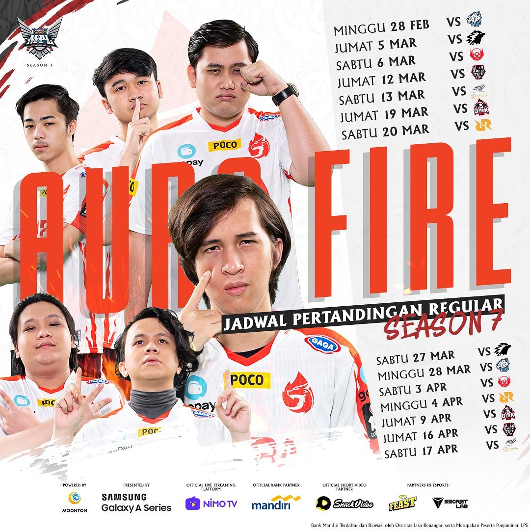 Jadwal Pertandingan Aura Fire MPL ID Season 7!