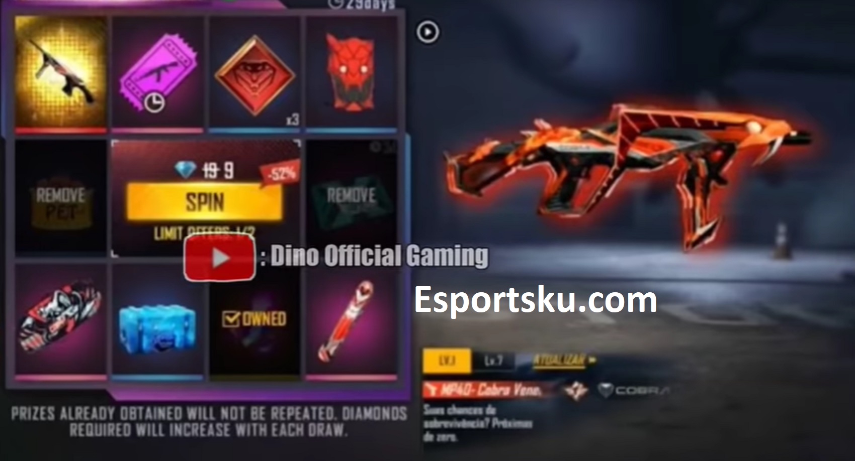 Bocoran Cara Dapat Skin MP40 Cobra Evolution Free Fire (FF) | Esportsku