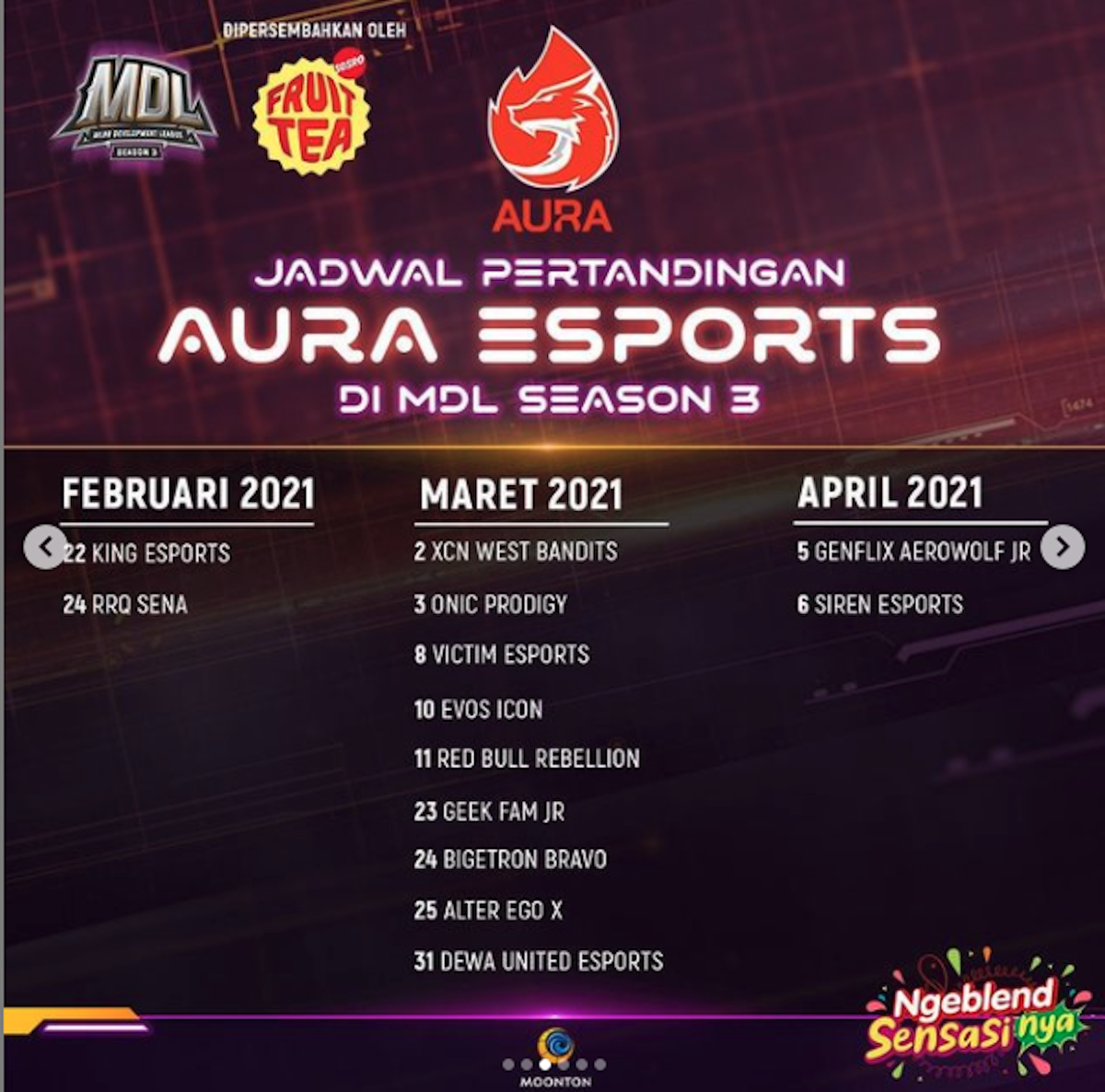 Jadwal Pertandingan Aura Esports Di MDL ID Season 3 Mobile Legends (ML)