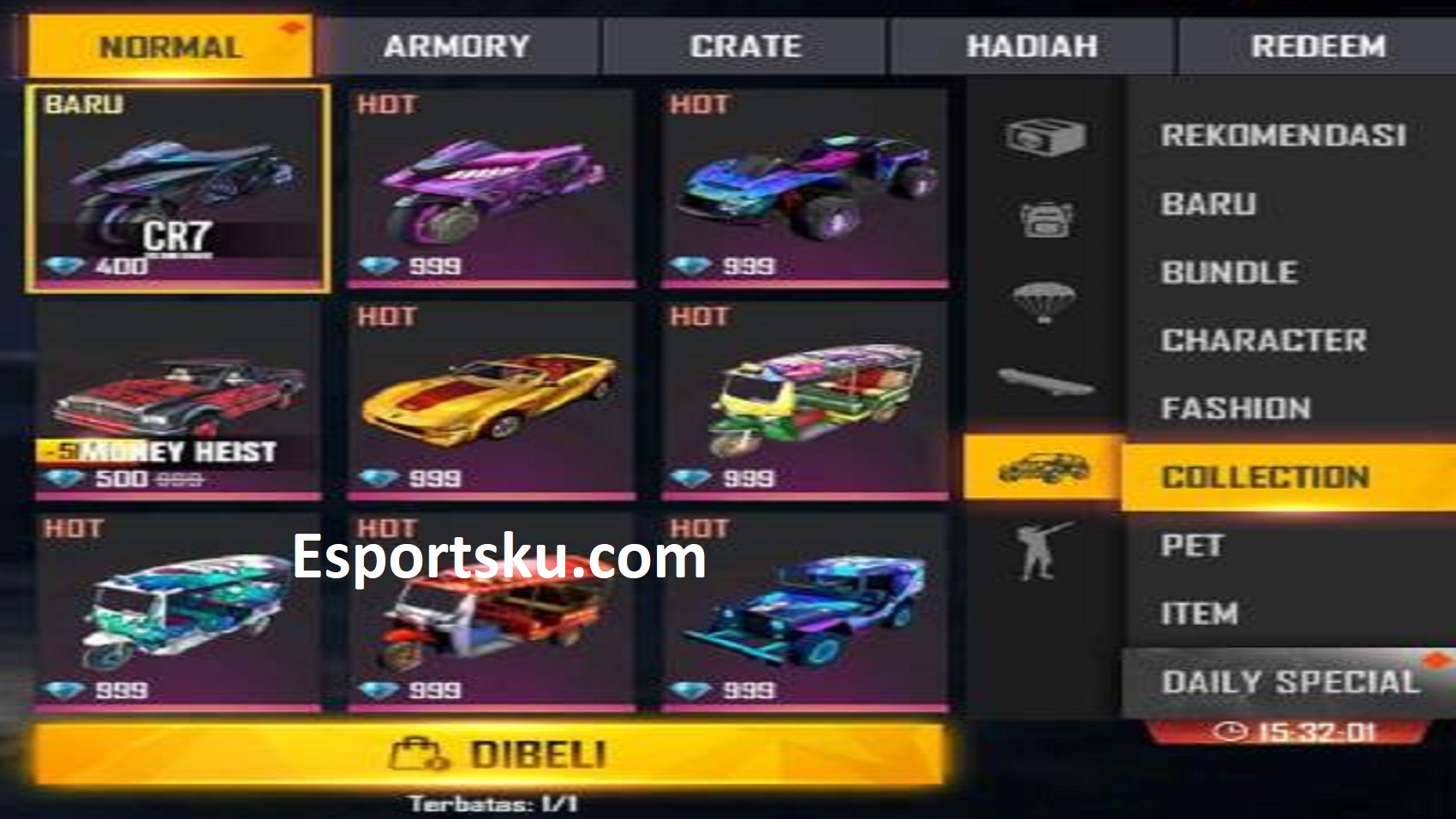 Skin Bike Cyber Hunter Ff Is Here At My Free Fire Esports Shop Everyday News