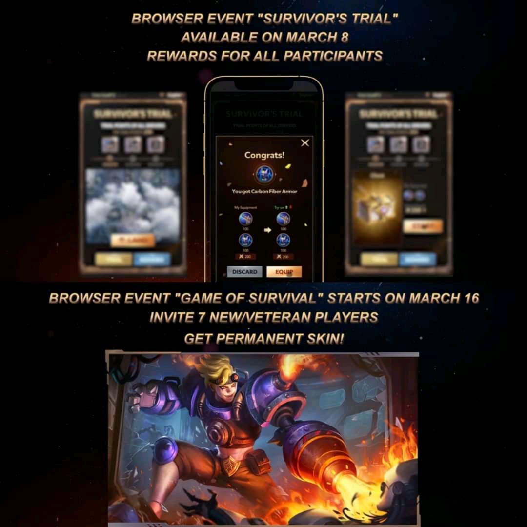 Event Survivor's Trial & Game of Survival Mobile Legends, Ada Skin Gratis!