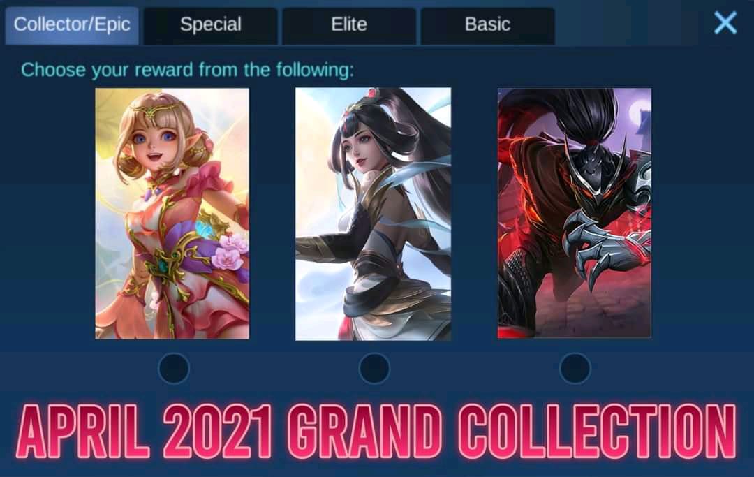 Hadiah Event Grand Collector April 2021 Mobile Legends (ML)
